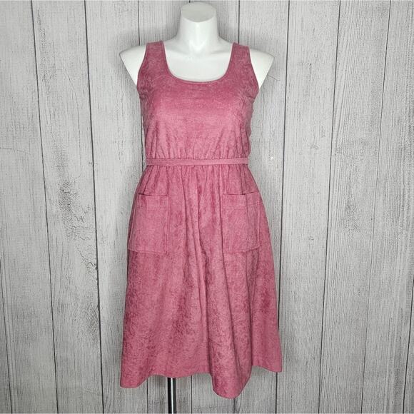 Vintage Dresses & Skirts - VTG 70s Pink Fit And Flare Midi Dress W Matching Belt & Pockets, sz 12